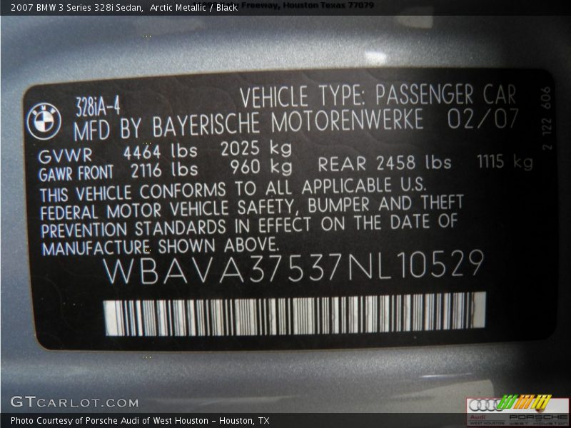 Arctic Metallic / Black 2007 BMW 3 Series 328i Sedan