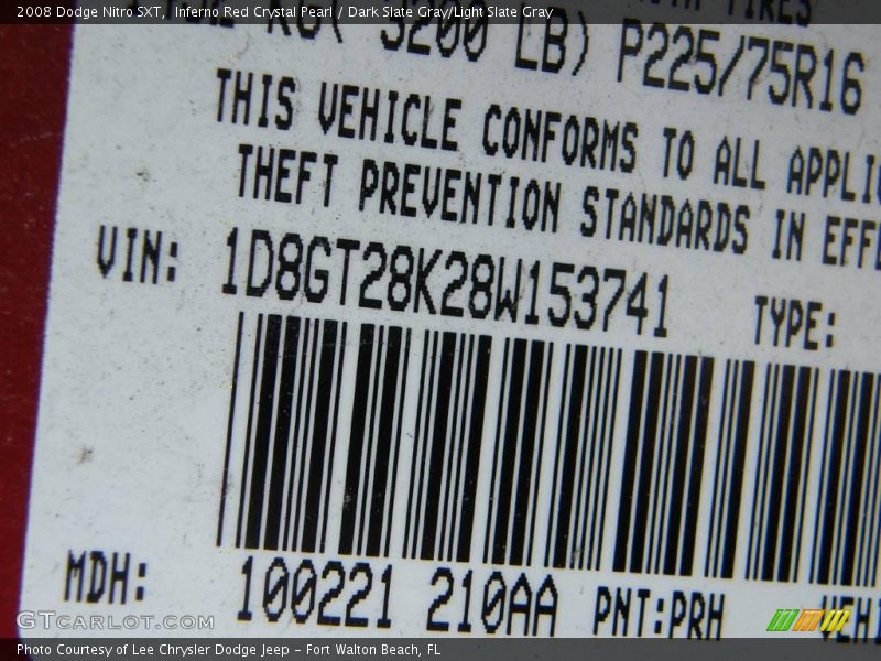 Inferno Red Crystal Pearl / Dark Slate Gray/Light Slate Gray 2008 Dodge Nitro SXT