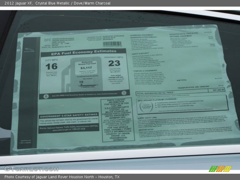 Crystal Blue Metallic / Dove/Warm Charcoal 2012 Jaguar XF