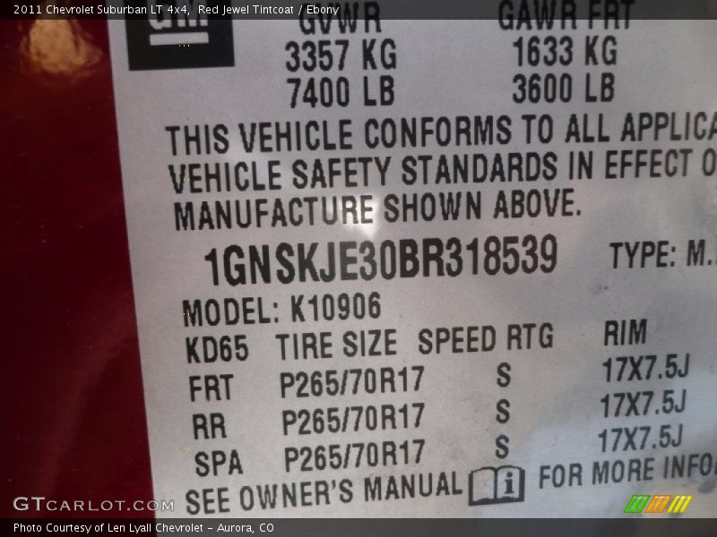 Red Jewel Tintcoat / Ebony 2011 Chevrolet Suburban LT 4x4