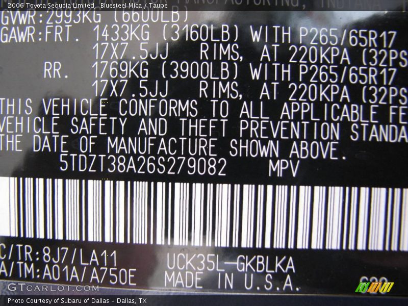 Bluesteel Mica / Taupe 2006 Toyota Sequoia Limited