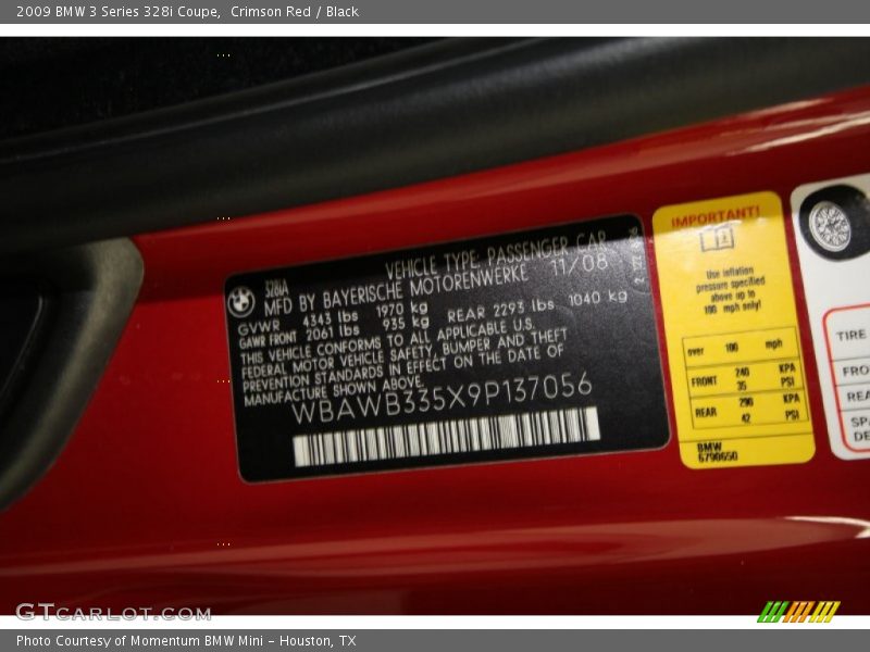 Crimson Red / Black 2009 BMW 3 Series 328i Coupe