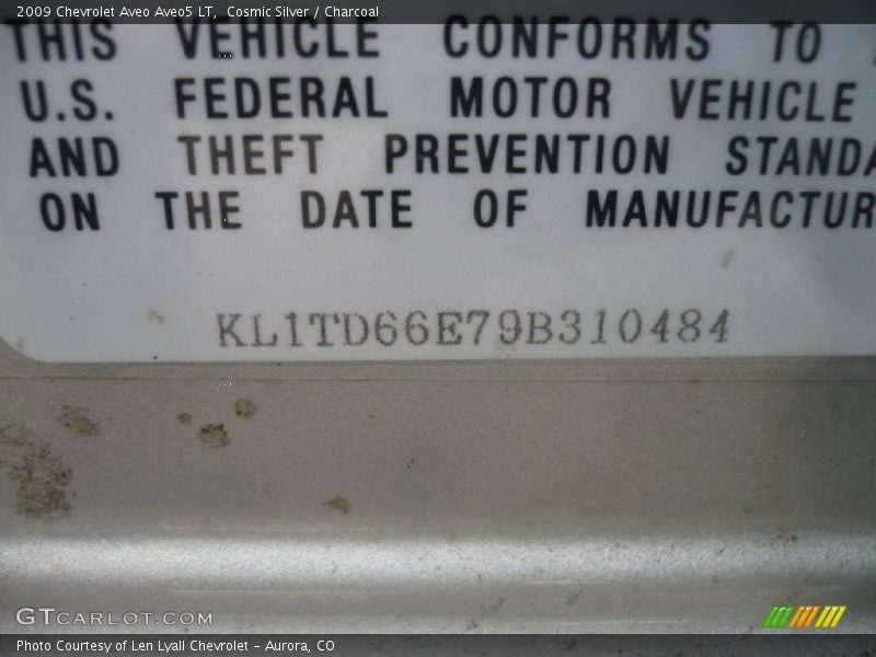 Cosmic Silver / Charcoal 2009 Chevrolet Aveo Aveo5 LT