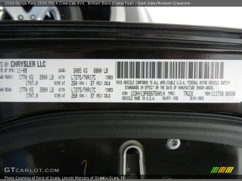 Brilliant Black Crystal Pearl / Dark Slate/Medium Graystone 2009 Dodge Ram 1500 TRX4 Crew Cab 4x4