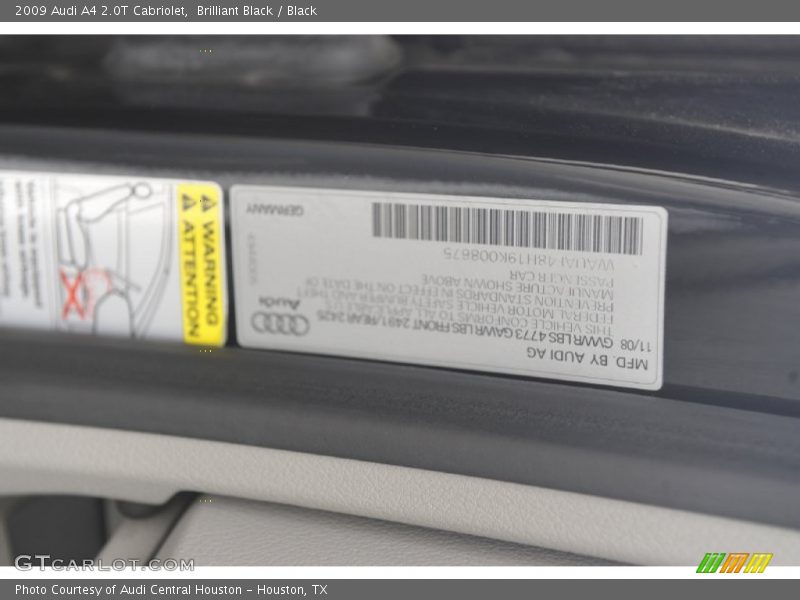 Brilliant Black / Black 2009 Audi A4 2.0T Cabriolet