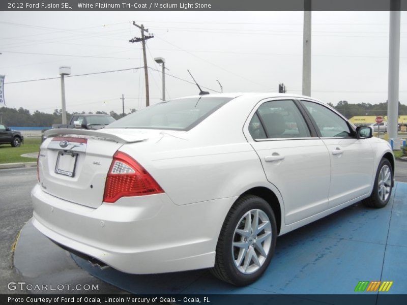White Platinum Tri-Coat / Medium Light Stone 2012 Ford Fusion SEL