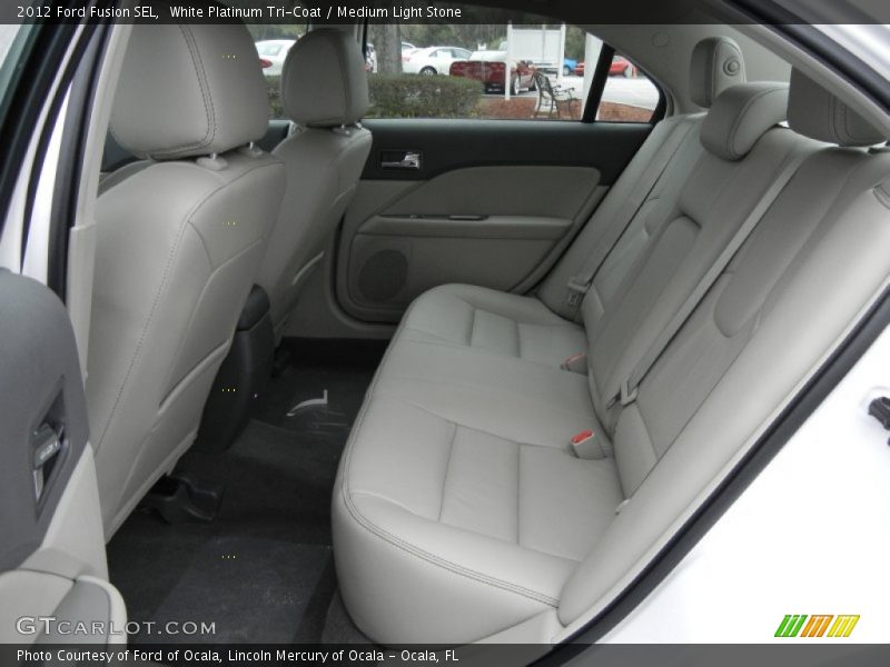White Platinum Tri-Coat / Medium Light Stone 2012 Ford Fusion SEL