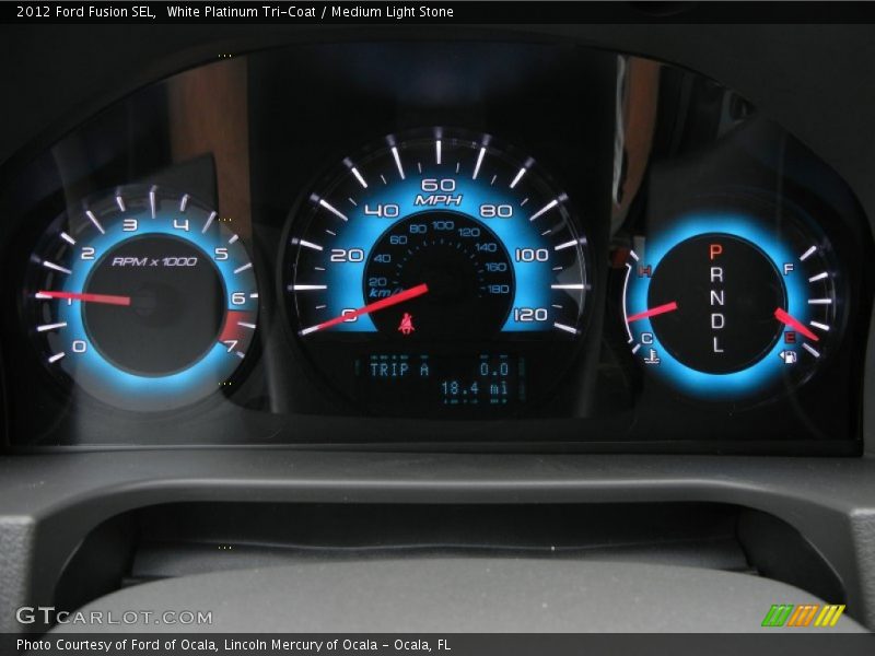 White Platinum Tri-Coat / Medium Light Stone 2012 Ford Fusion SEL