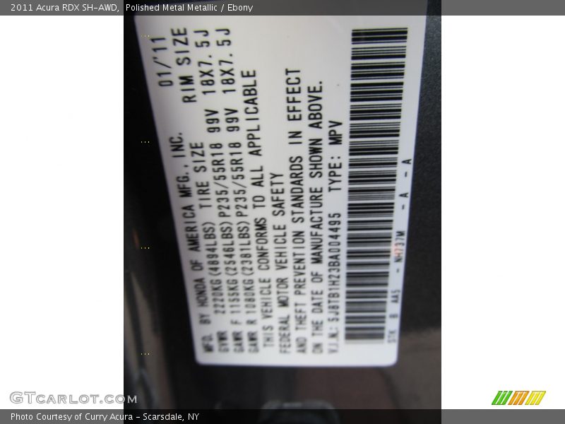 2011 RDX SH-AWD Polished Metal Metallic Color Code NH737M