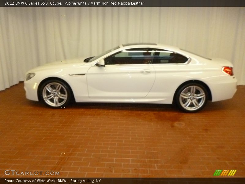 Alpine White / Vermillion Red Nappa Leather 2012 BMW 6 Series 650i Coupe