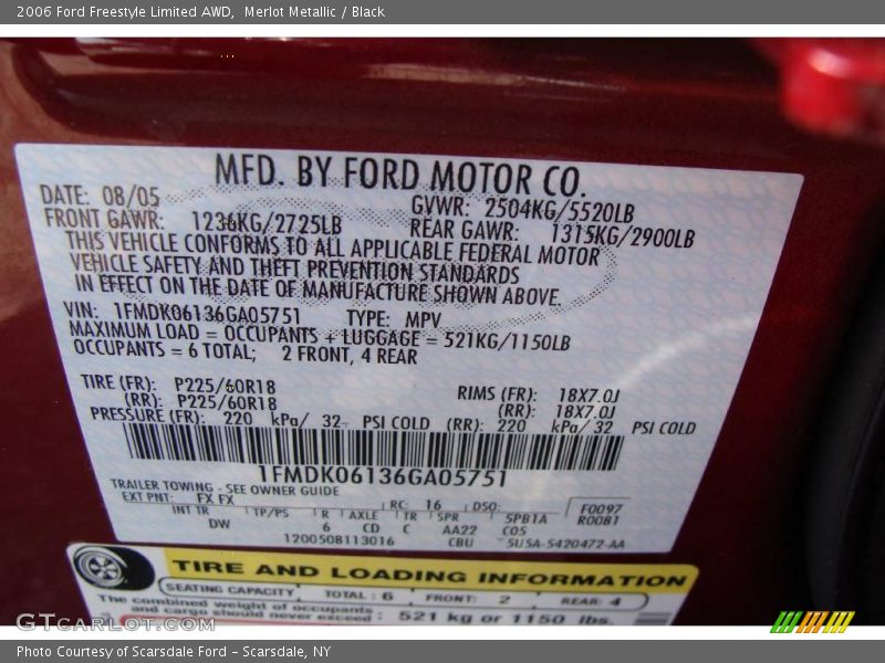 Merlot Metallic / Black 2006 Ford Freestyle Limited AWD