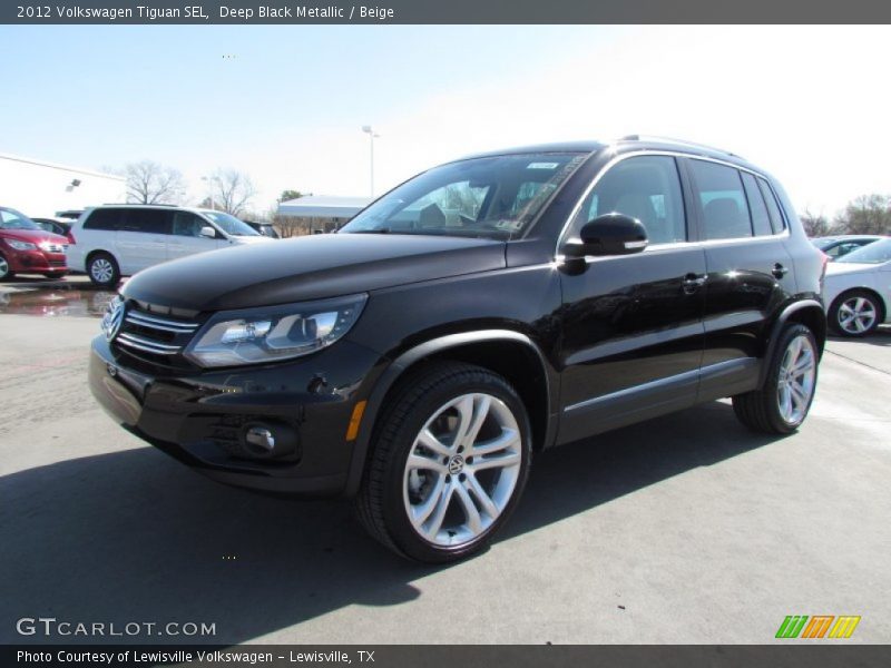 Deep Black Metallic / Beige 2012 Volkswagen Tiguan SEL