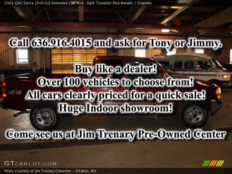 Dark Toreador Red Metallic / Graphite 2001 GMC Sierra 1500 SLE Extended Cab 4x4