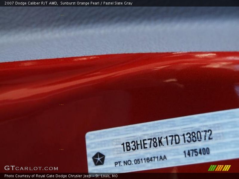 Sunburst Orange Pearl / Pastel Slate Gray 2007 Dodge Caliber R/T AWD