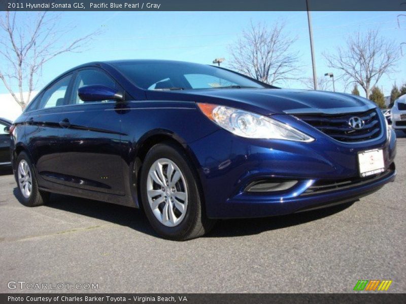 Pacific Blue Pearl / Gray 2011 Hyundai Sonata GLS