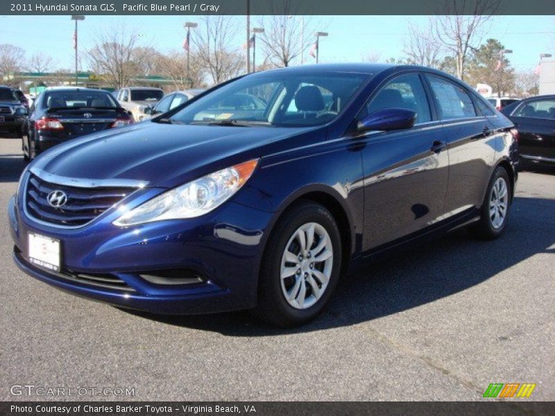 Pacific Blue Pearl / Gray 2011 Hyundai Sonata GLS