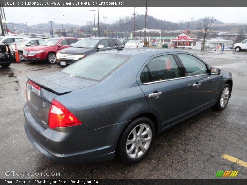 Steel Blue Metallic / Charcoal Black 2011 Ford Fusion SEL V6 AWD