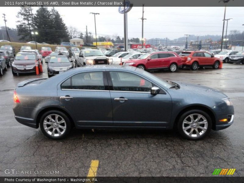 Steel Blue Metallic / Charcoal Black 2011 Ford Fusion SEL V6 AWD