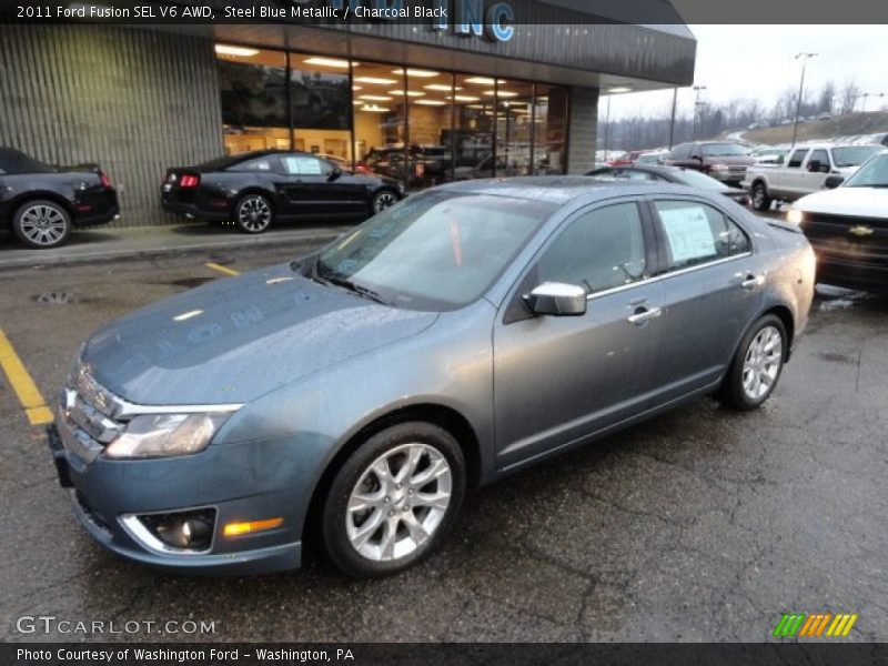 Steel Blue Metallic / Charcoal Black 2011 Ford Fusion SEL V6 AWD