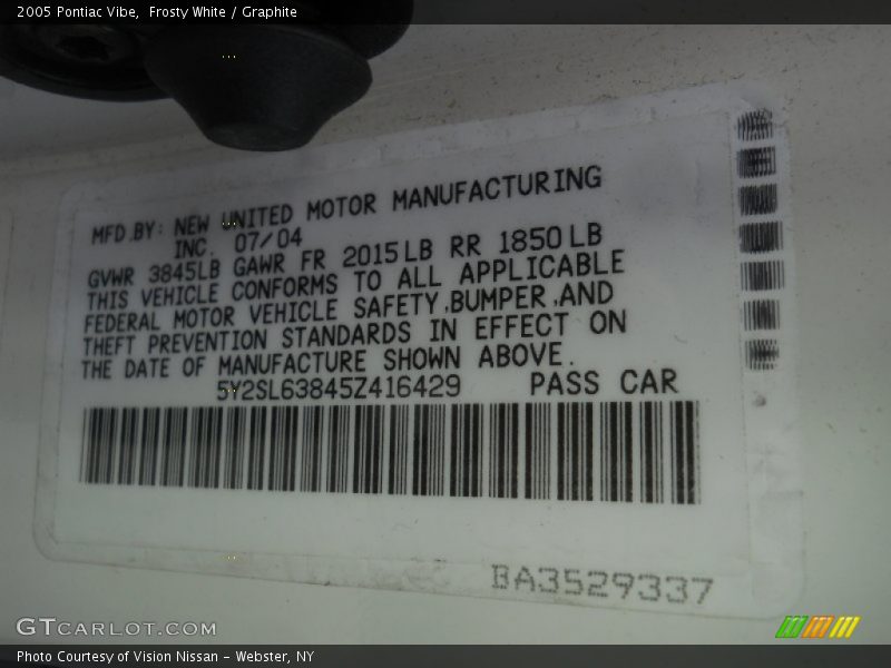 Frosty White / Graphite 2005 Pontiac Vibe