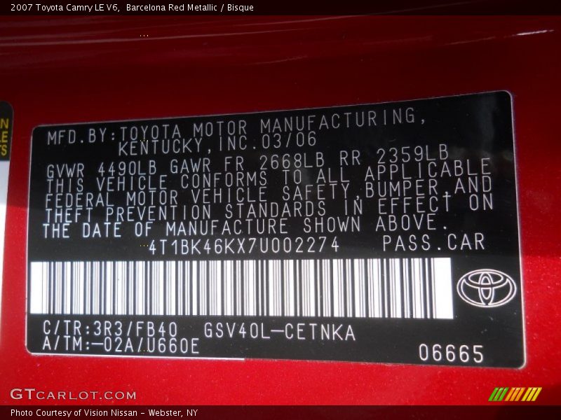 3R3 - 2007 Toyota Camry LE V6