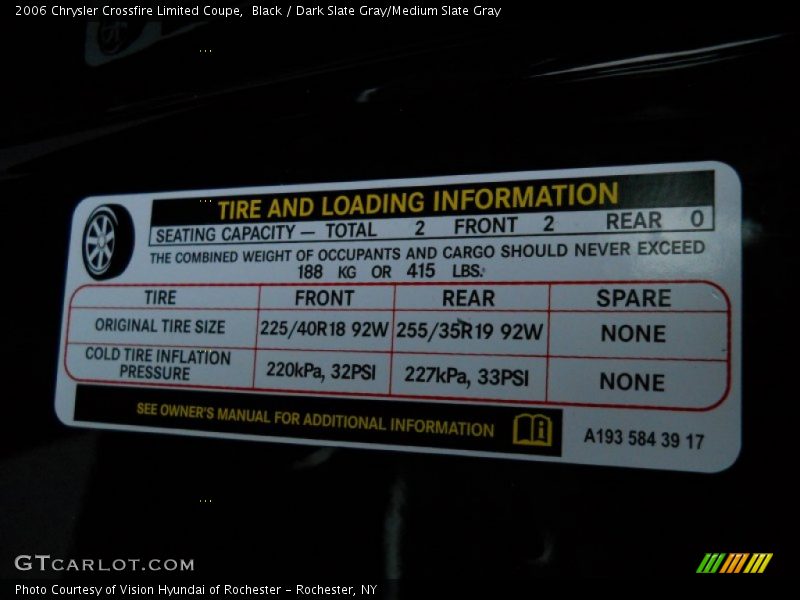 Black / Dark Slate Gray/Medium Slate Gray 2006 Chrysler Crossfire Limited Coupe
