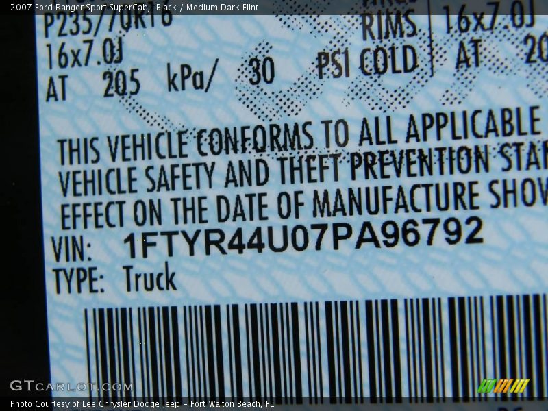 Black / Medium Dark Flint 2007 Ford Ranger Sport SuperCab