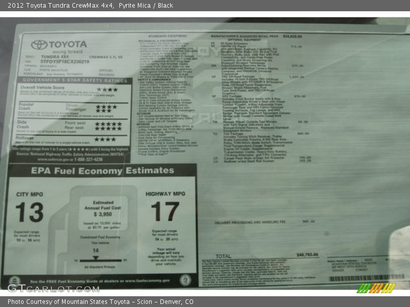 Pyrite Mica / Black 2012 Toyota Tundra CrewMax 4x4