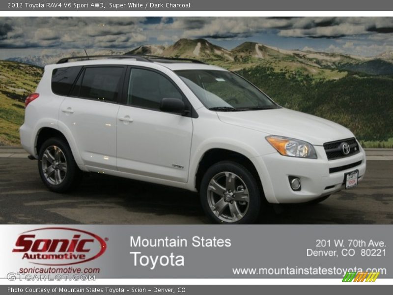 Super White / Dark Charcoal 2012 Toyota RAV4 V6 Sport 4WD