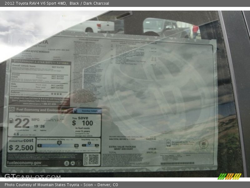 Black / Dark Charcoal 2012 Toyota RAV4 V6 Sport 4WD
