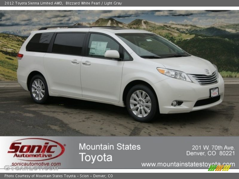 Blizzard White Pearl / Light Gray 2012 Toyota Sienna Limited AWD