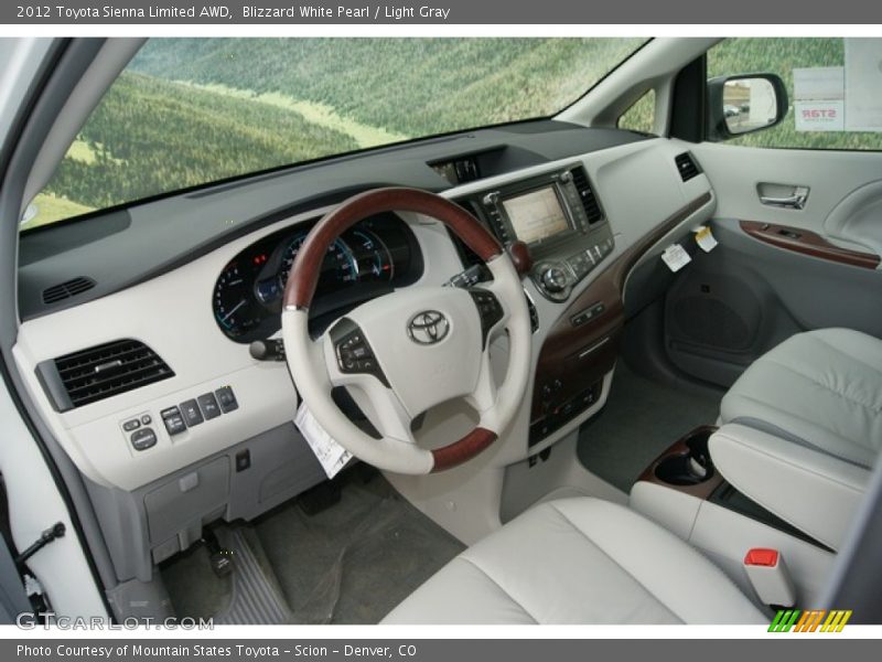 Blizzard White Pearl / Light Gray 2012 Toyota Sienna Limited AWD