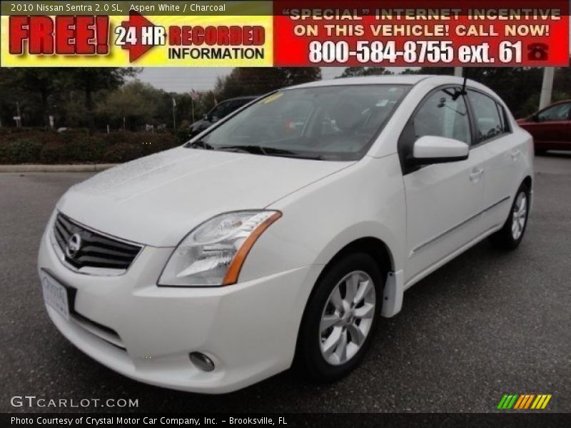 Aspen White / Charcoal 2010 Nissan Sentra 2.0 SL