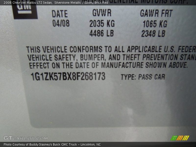 Silverstone Metallic / Ebony/Brick Red 2008 Chevrolet Malibu LTZ Sedan