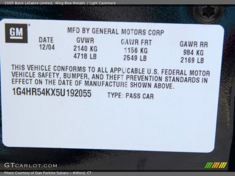 Ming Blue Metallic / Light Cashmere 2005 Buick LeSabre Limited