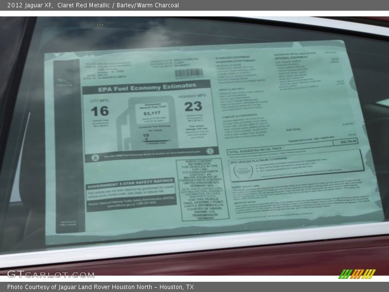 Claret Red Metallic / Barley/Warm Charcoal 2012 Jaguar XF
