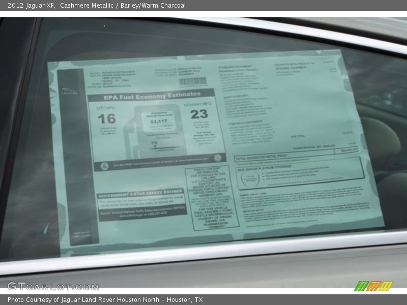  2012 XF  Window Sticker