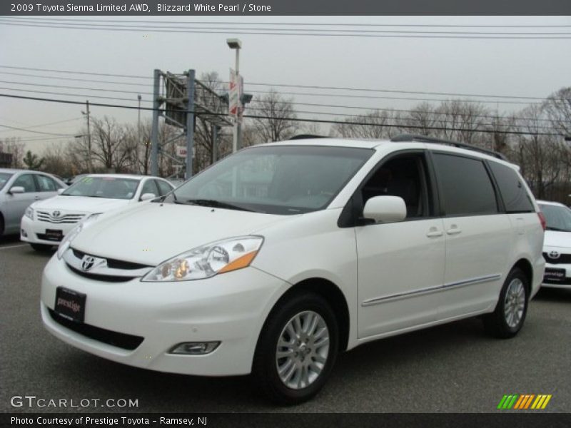 Blizzard White Pearl / Stone 2009 Toyota Sienna Limited AWD