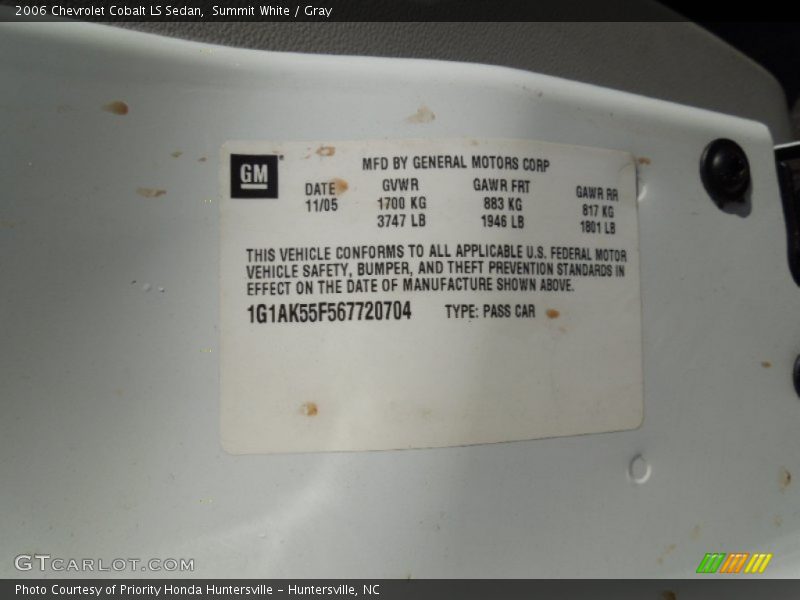Summit White / Gray 2006 Chevrolet Cobalt LS Sedan