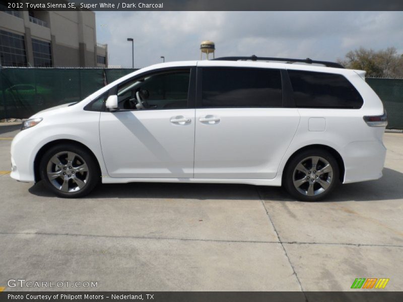 Super White / Dark Charcoal 2012 Toyota Sienna SE