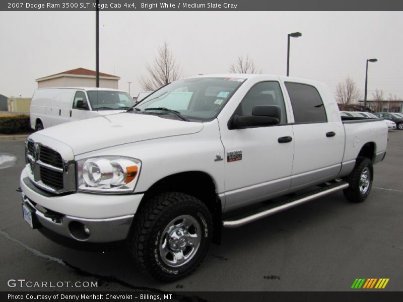 Bright White / Medium Slate Gray 2007 Dodge Ram 3500 SLT Mega Cab 4x4