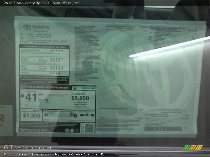 Super White / Ash 2012 Toyota Camry Hybrid LE