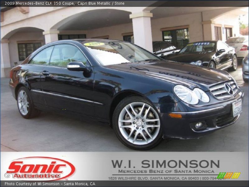 Capri Blue Metallic / Stone 2009 Mercedes-Benz CLK 350 Coupe