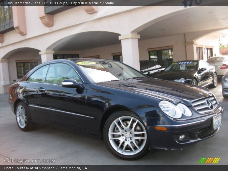 Capri Blue Metallic / Stone 2009 Mercedes-Benz CLK 350 Coupe