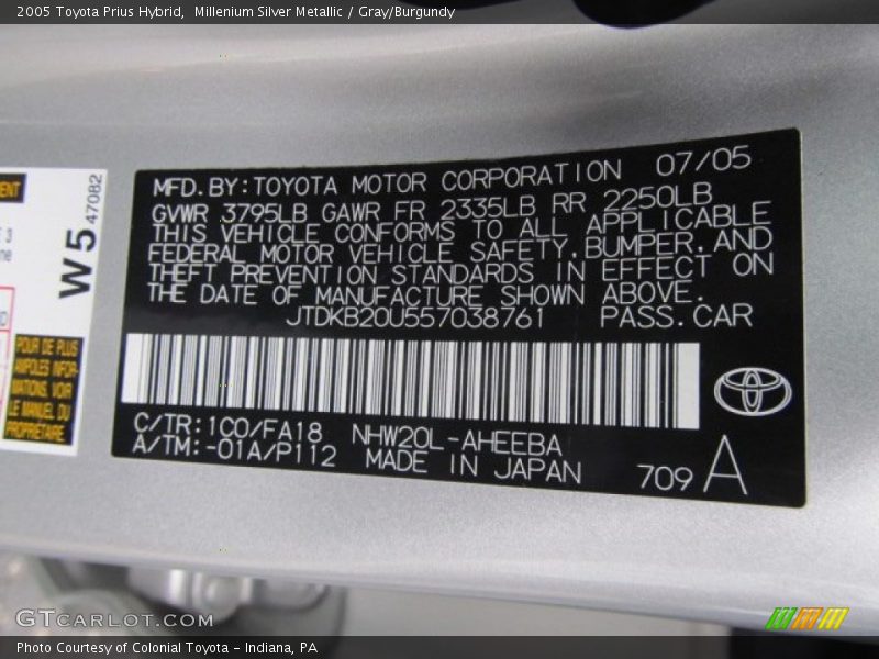 Millenium Silver Metallic / Gray/Burgundy 2005 Toyota Prius Hybrid