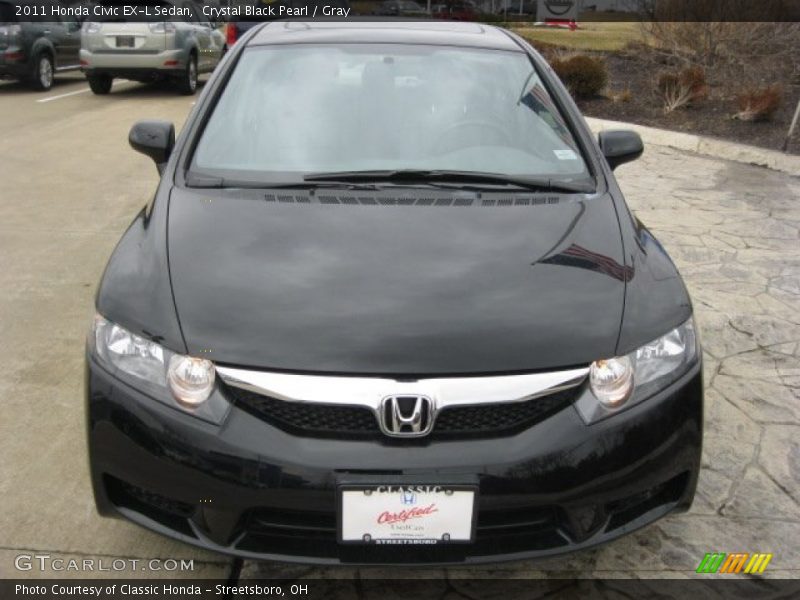 Crystal Black Pearl / Gray 2011 Honda Civic EX-L Sedan