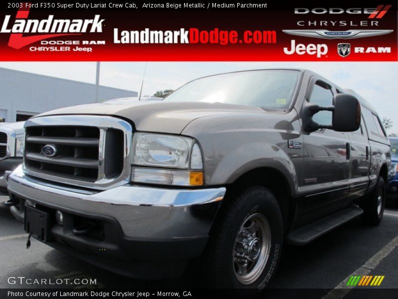 Arizona Beige Metallic / Medium Parchment 2003 Ford F350 Super Duty Lariat Crew Cab