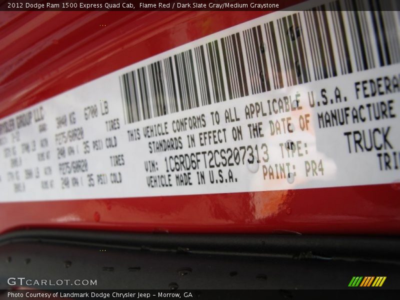 2012 Ram 1500 Express Quad Cab Flame Red Color Code PR4