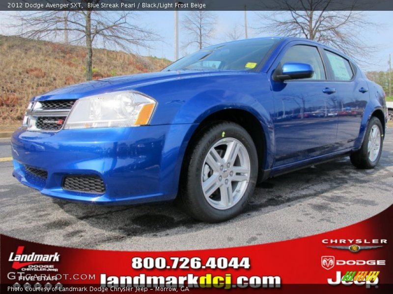 Blue Streak Pearl / Black/Light Frost Beige 2012 Dodge Avenger SXT