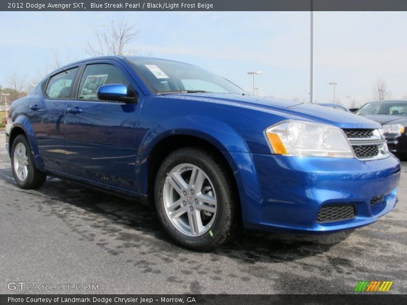 Blue Streak Pearl / Black/Light Frost Beige 2012 Dodge Avenger SXT